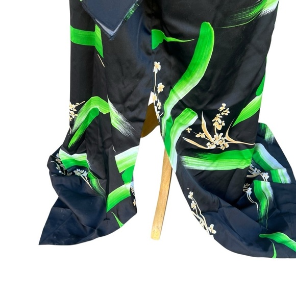 VTG Andrade Honolulu Polynesian Kimono Style Caftan Black Green Floral Size 12 - Picture 6 of 13